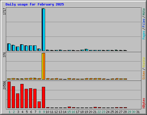 Daily usage for February 2025